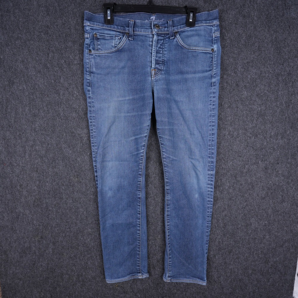 7 For All Mankind Kimmie Straight Leg Jeans Women 32 Blue Excellent Stretch